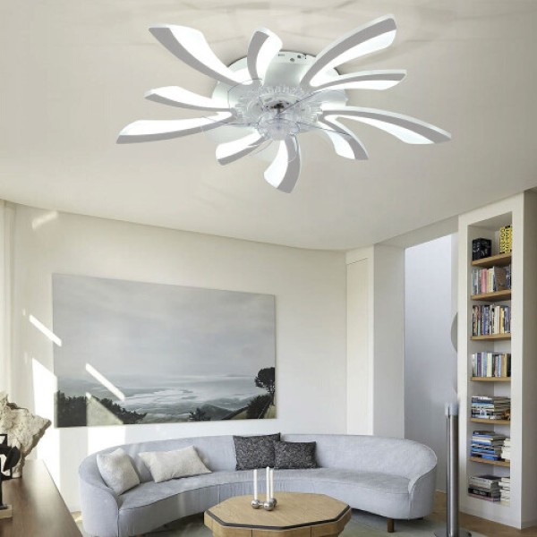 (White) 78cm Creative LED Ceiling Fan Light with Remote Control